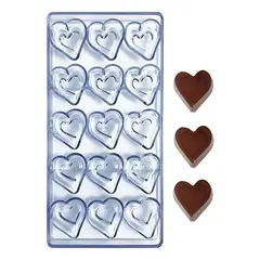 GENERICO - 2 Moldes Para Chocolate Moldes De Policarbonato Corazones 3d