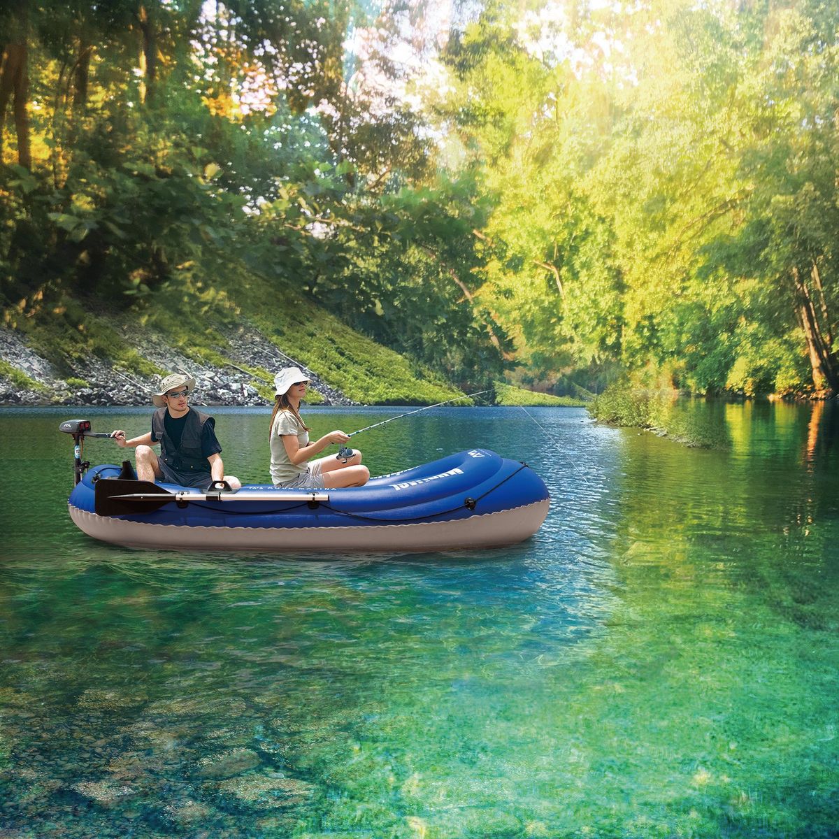 AQUA MARINA - Bote Inflable Aqua Marina Wildriver con Remos 2.83 mts