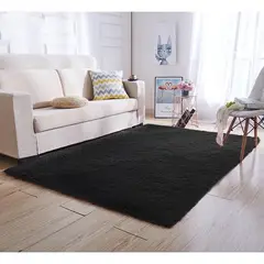 ANGELES DEL HOGAR - Alfombras peludas tipo Shaggy 200x300 cm Negra