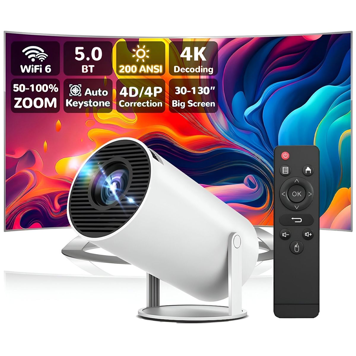 GENERICO - Proyector Portatil 4k Mini Proyector Bluetooth Multimedia