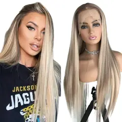 LUXURYJOYAS - Peluca De Encaje Pelo Natural 100% Real Rubio LACE FRONT
