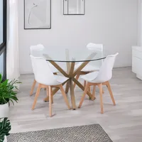 Comedor Mesa Equiz 120cm + 4 Sillas Tulip Blanca - Diseño Elegante