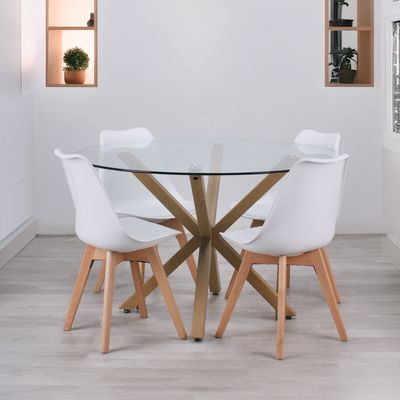 Imagen 2 del producto Comedor Mesa Equiz 120cm + 4 Sillas Tulip Blanca - Diseño Elegante