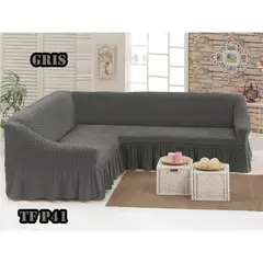 ANGELES DEL HOGAR - Fundas Para Sofa Cubresillones Texturisado Tipo L 5 cuerpos Gris
