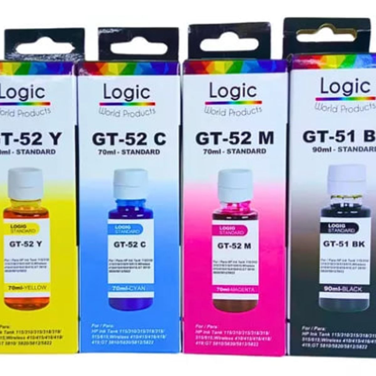 LOGIC - Pack 4 Tintas Alternativas Para HP GT 4 Colores Logic