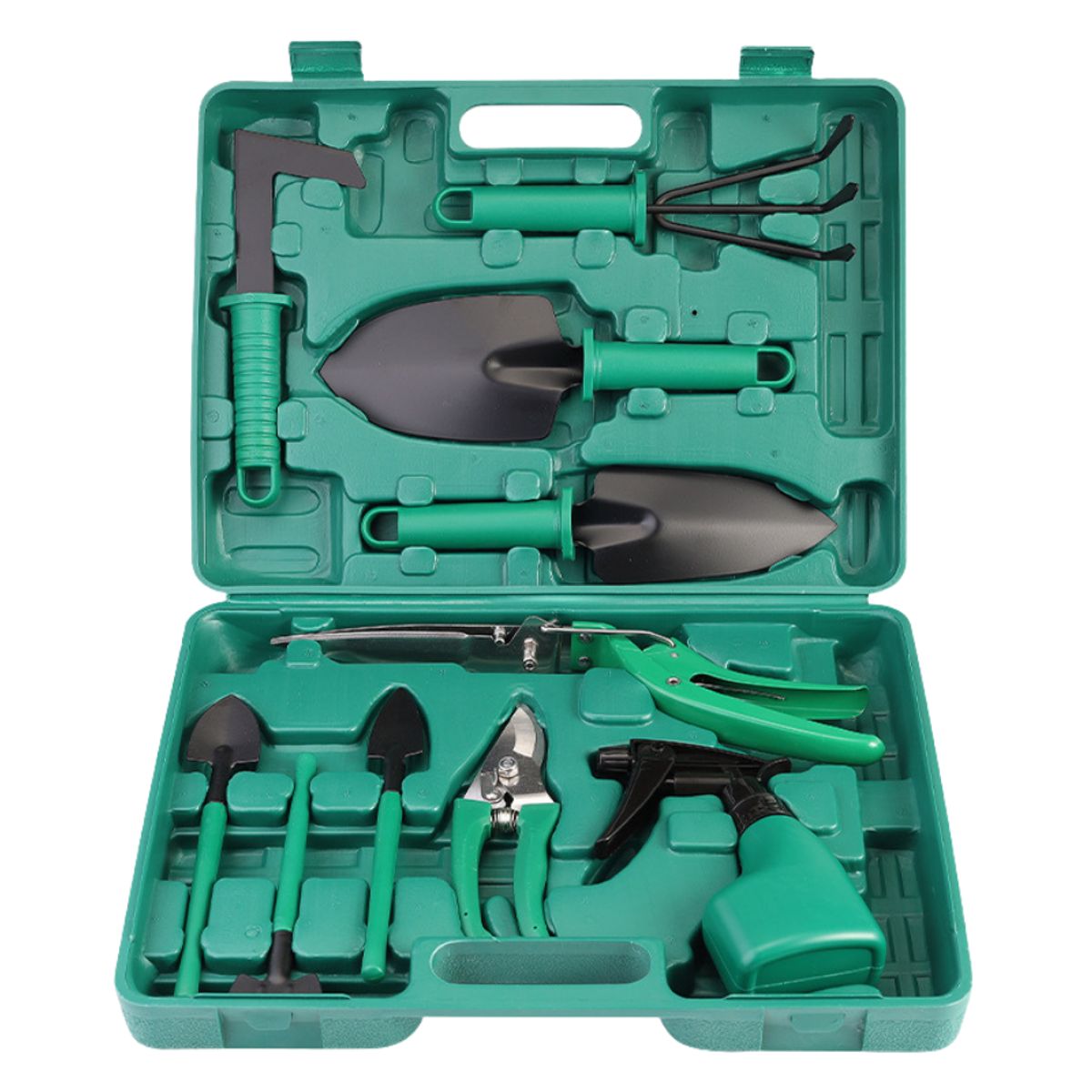 GENERICO - Kit Herramientas Jardinería Acero Rastrillo Tijera Podar