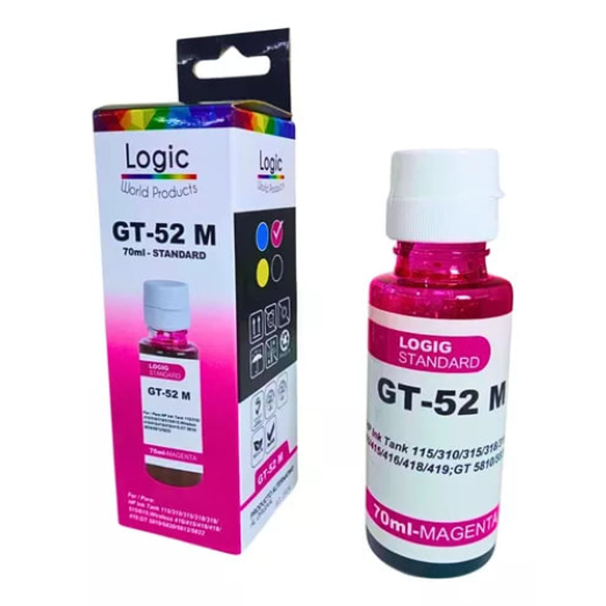 LOGIC - Tinta Para HP Alternativa GT52 De 70 ml Color Magenta