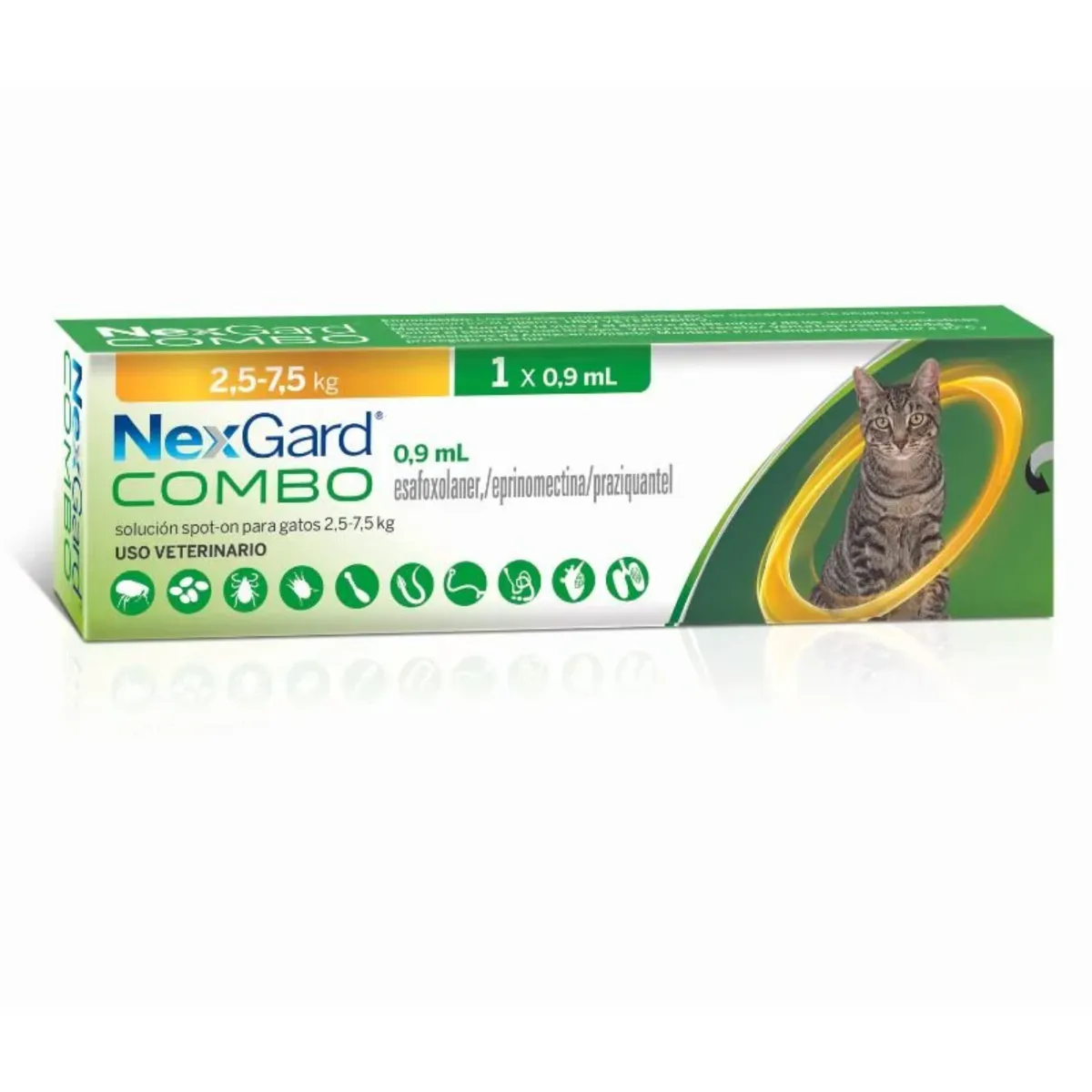 NEXGARD - NEXGARD COMBO GATO 2.5 A 7.5KG ANTIPARASITARIO