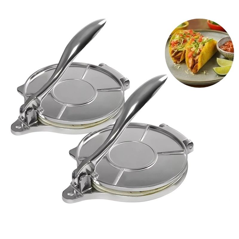 GENERICO - Pack X2 Prensa Para Tortillas Masas Fajitas 8 Pulgadas Cocina 20cm