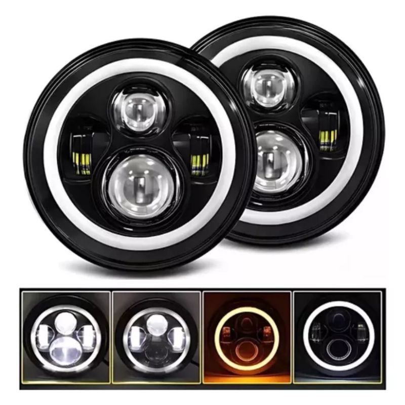 GENERICO - 2 Faros H4 Led Ojo De Ángel Focos Rubicon Wrangler Jeep
