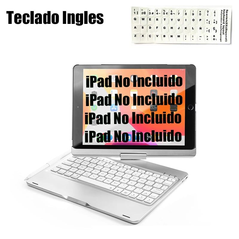 SHARGE - Teclado Inglés Bluetooth iPad Air3 10.5inch Rotación 360 grados Plata.