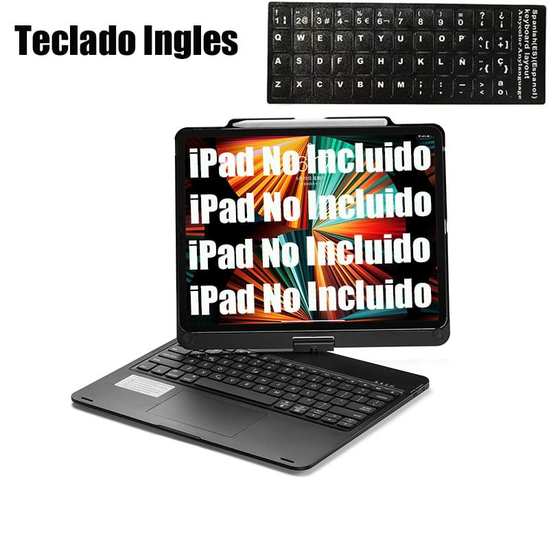 SHARGE - Teclado Inglés Bluetooth iPad Pro 12.9inch Rotación 360 grados Negro