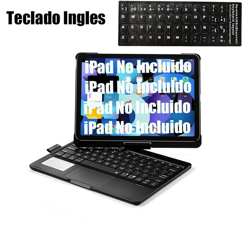SHARGE - Teclado Inglés Bluetooth iPad Air4/5 10.9inch Rotación 360grados Negro.