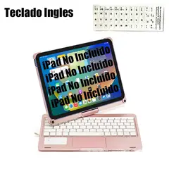 SHARGE - Teclado Inglés Bluetooth iPad 10a Gen 10.9in Rotación 360 grados Rosa