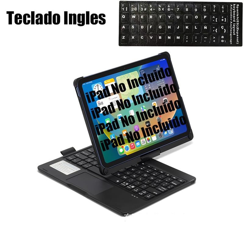 SHARGE - Teclado Inglés Bluetooth iPad 10a Gen 10.9in Rotación 360 grados Negro