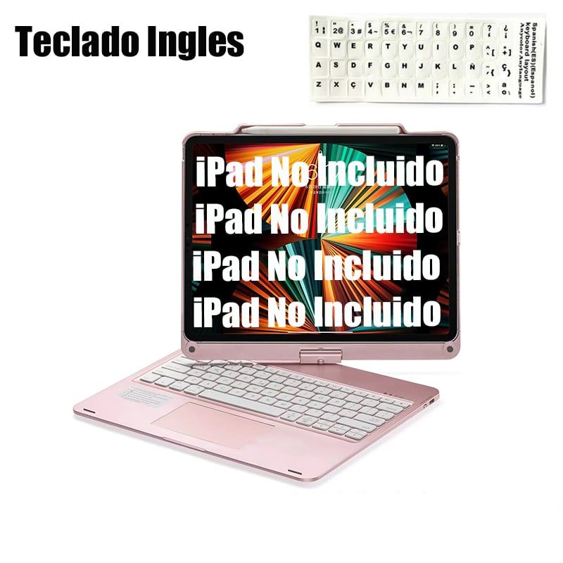 SHARGE - Teclado Inglés Bluetooth iPad Pro 12.9inch Rotación 360 grados Rosa.