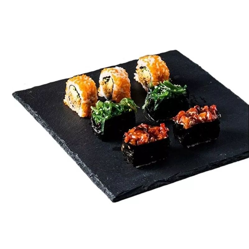 GENERICO - Plato Cuadrada Natural Plancha Piedra Emplatado Bandeja 15cm