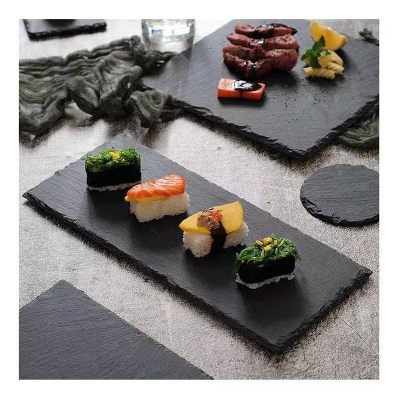 GENERICO - Plato Natural Plancha Piedra Emplatado Bandeja 30x10cm
