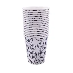 GLAM - Vasos De Cumpleaños Futbol Blanco Negro 6 Unidades