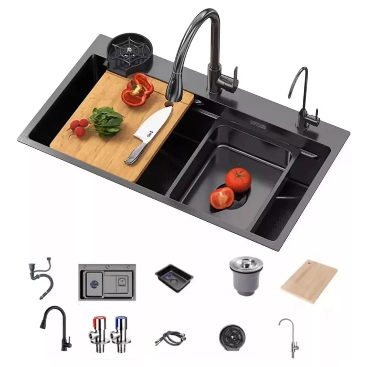 KUANGYE - Combo Lavaplatos Empotra 80x45cm Acero Inoxidable Fullequipo