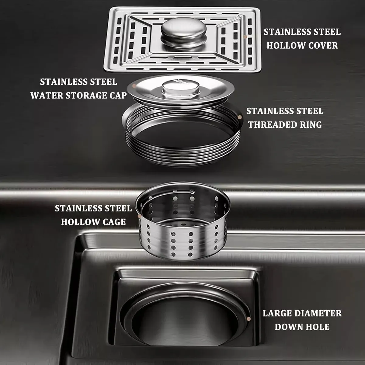 KUANGYE - Combo Lavaplatos Empotra 80x45cm Acero Inoxidable Fullequipo