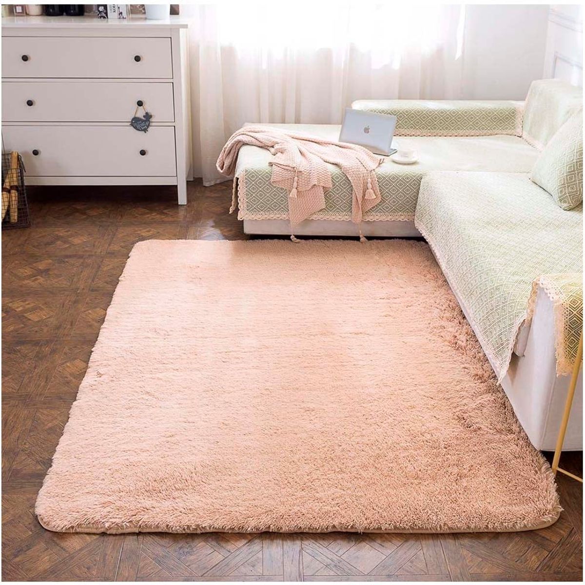 GENERICO - Alfombras Peludas Suaves 200x240 Beige.