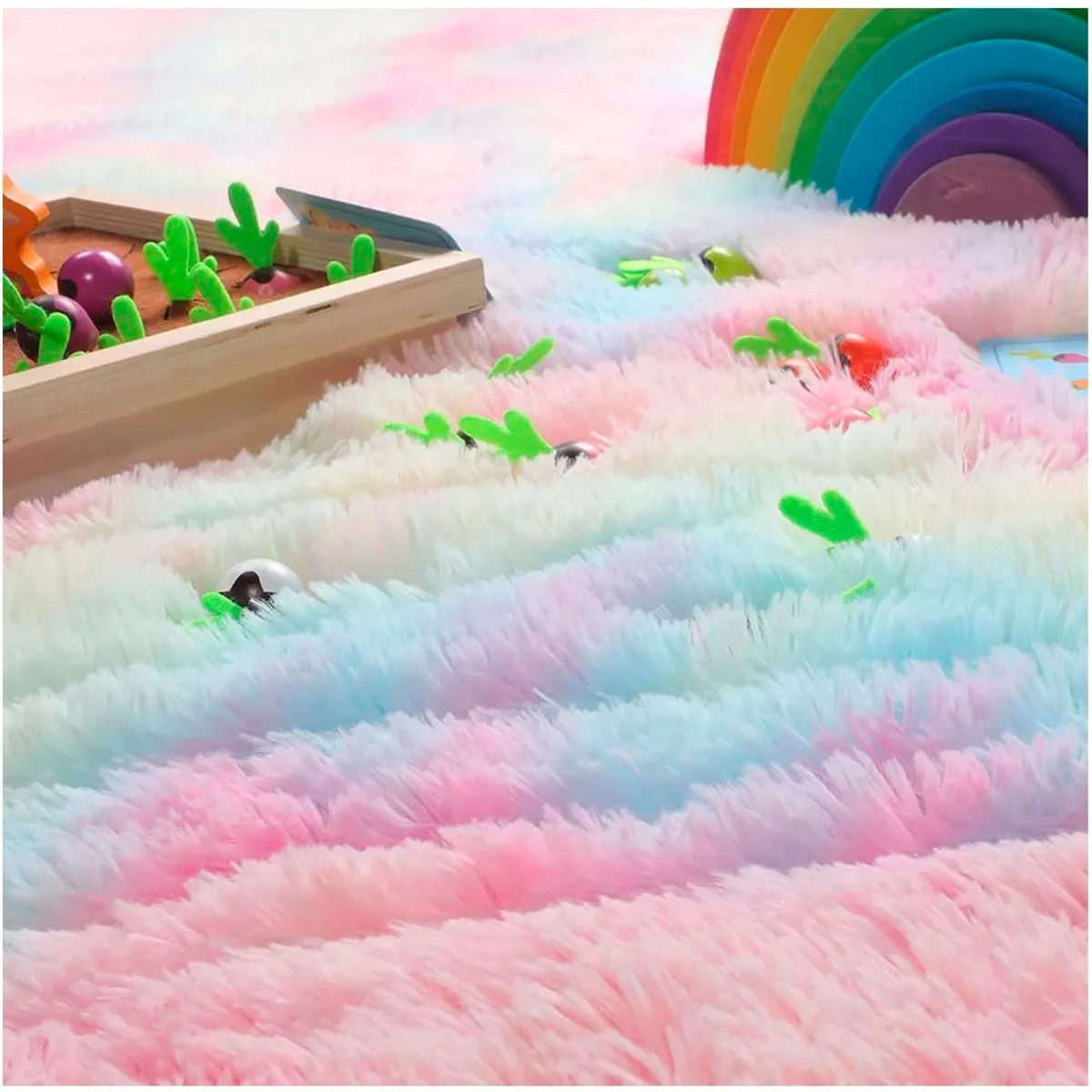 GENERICO - Alfombras Peludas Suaves 200x240 Arcoiris