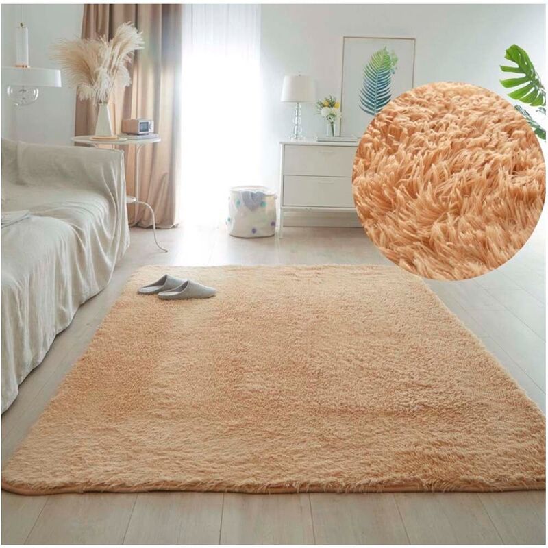 GENERICO - Alfombras Peludas Suaves 180x200 Beige