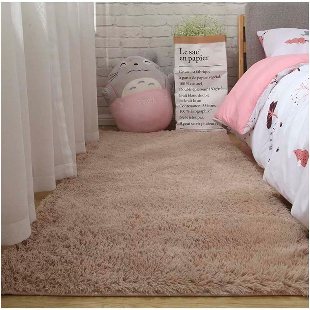 GENERICO - Alfombras Peludas Suaves 180x200 Beige.