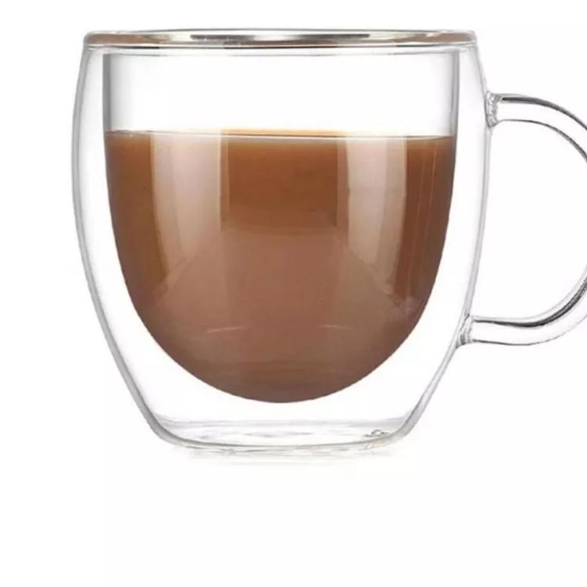 GENERICO - Vaso Cafe Vidrio Doble Pared Termica Mug Tapa Antiderrame