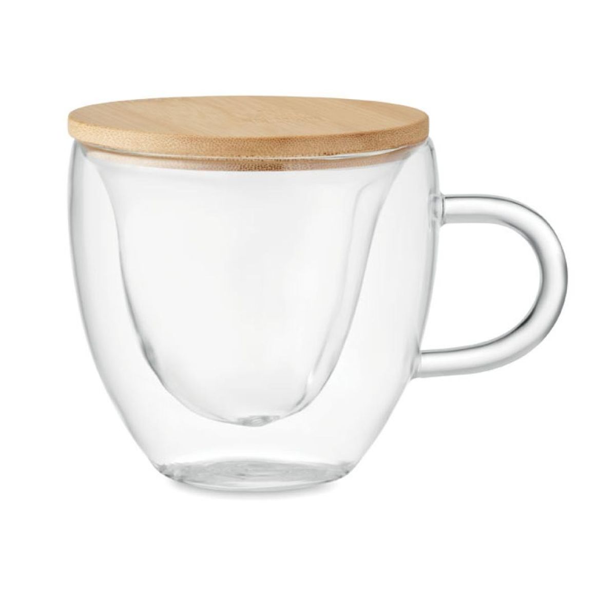 GENERICO - Vaso Cafe Vidrio Doble Pared Termica Mug Tapa Antiderrame