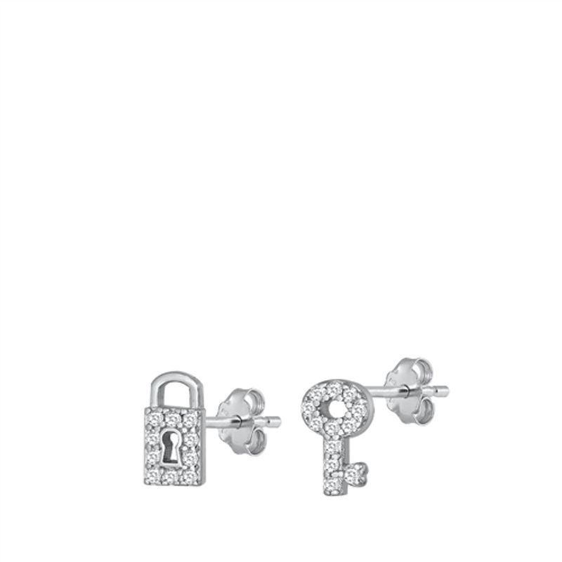 ROKASS JOYAS - PENDIENTES LLAVE Y CANDADO CZ