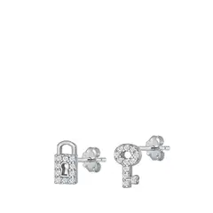 ROKASS JOYAS - PENDIENTES LLAVE Y CANDADO CZ