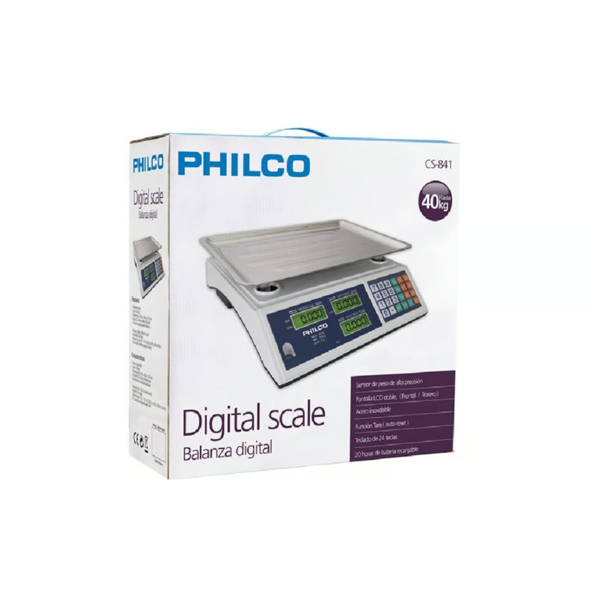 PHILCO - Pesa Balanza Digital 40 Kg Philco Acero Inox