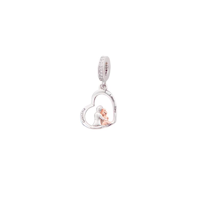 SILVER HEART - Charm Corazón Amor Abuela y Nieta En Plata 925 SILVER HEART
