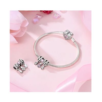 Imagen 2 del producto Charm Corazón Rosa Amor Madre e Hijos En Plata 925