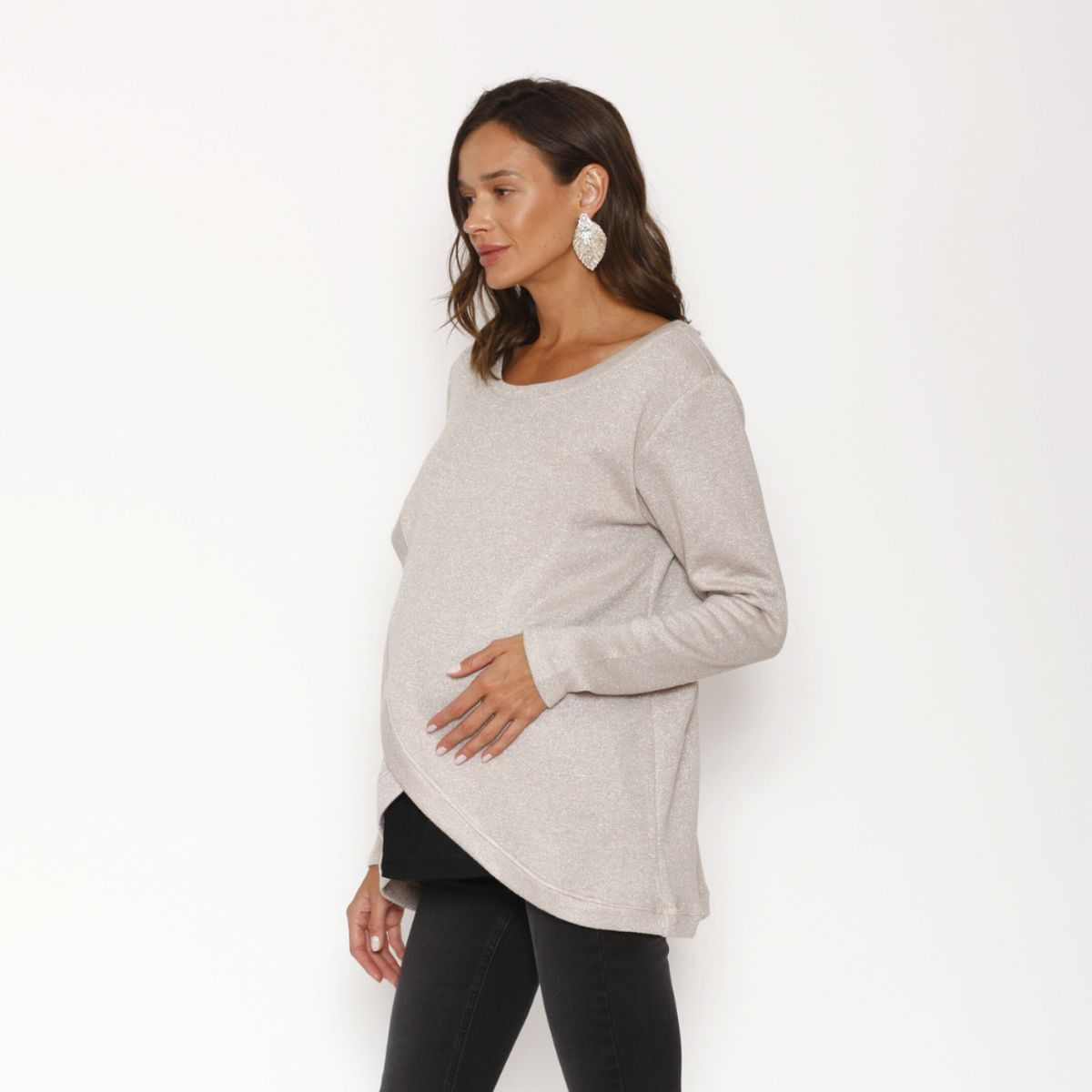 NALA - Polerón Maternal Capas Lurex Beige Nala Maternity