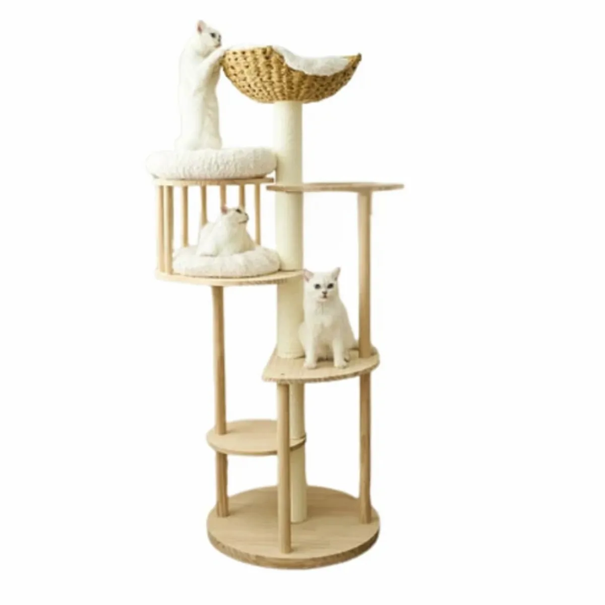 CRUSEC - Rascador Para Gatos Tipo Torre Con Casa Elegante Beige