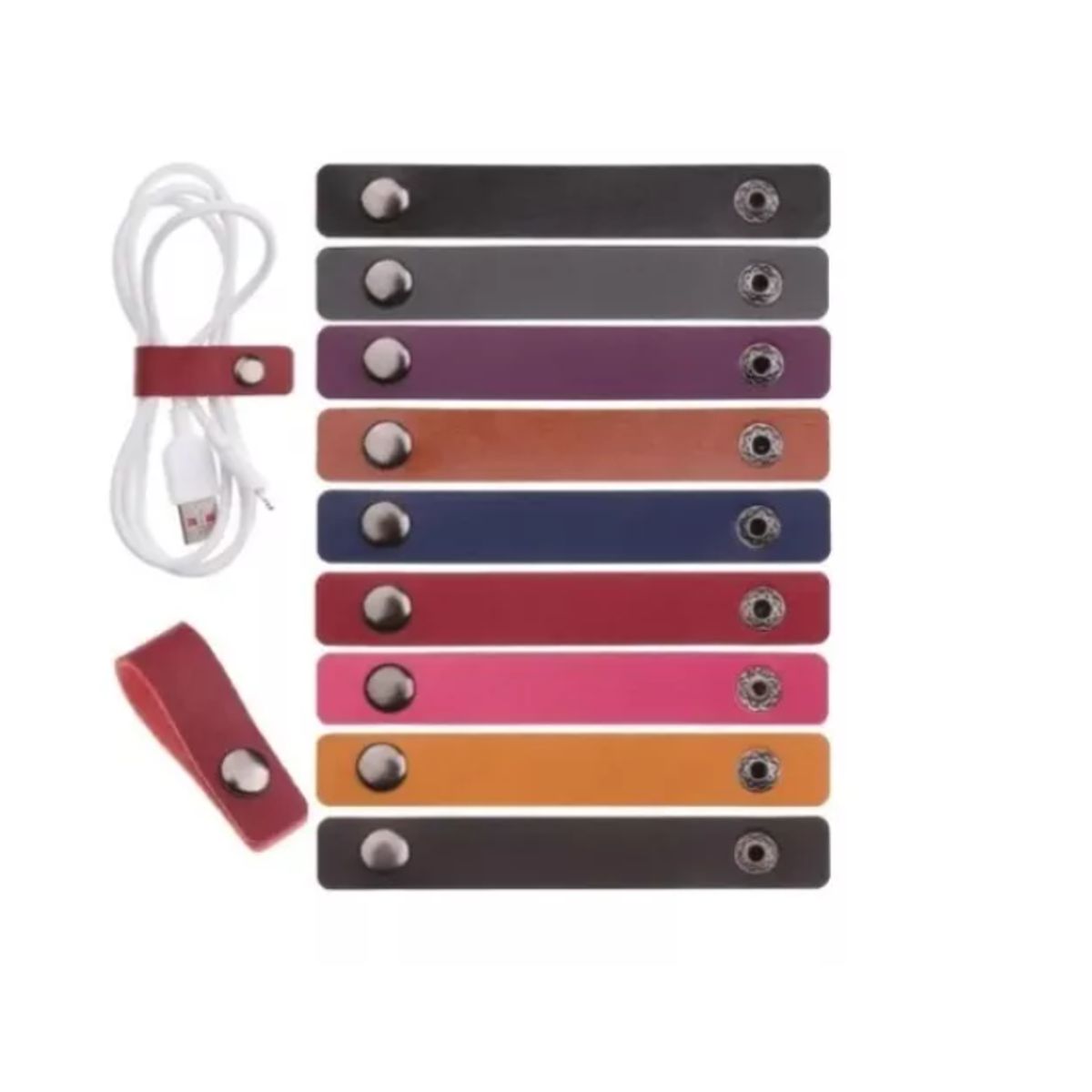 GENERICO - Bobinador De Cables De Cuero Organizador De Cables 5unid