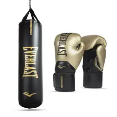 EVERLAST - Kit de Boxeo Saco y Guante Elite Gold 14oz