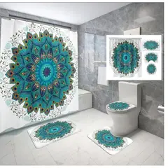 ANGELES DEL HOGAR - Juego de baño Cortinas y alfombras 4 piezas