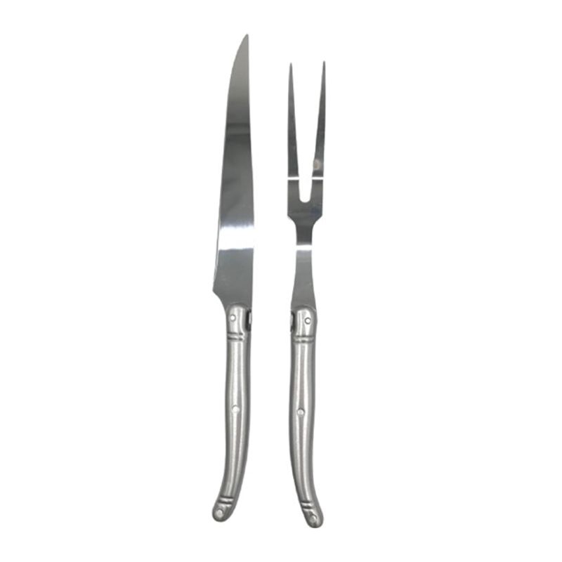 KITCHENWARE - SET SERVICIO  CUCHILLO Y TENEDOR TRINCHADOR CARNE MONTPELLIER ACERO INOX