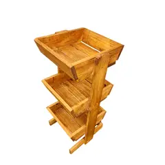 GENERICO - Verdulero - frutero de madera “3 bandejas” color roble 85x35x38