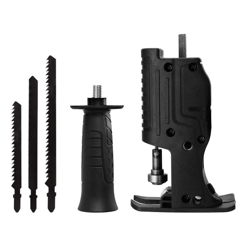 GENERICO - Sierra Caladora Adaptador Taladro + 3 Hojas Madera Metal