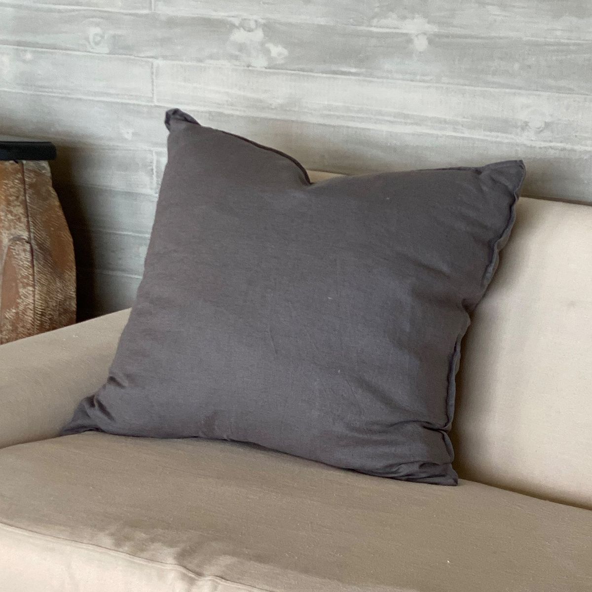 NATURALINO - Funda Cojin 65x65 Atacama Gris Oscuro 340 GSM