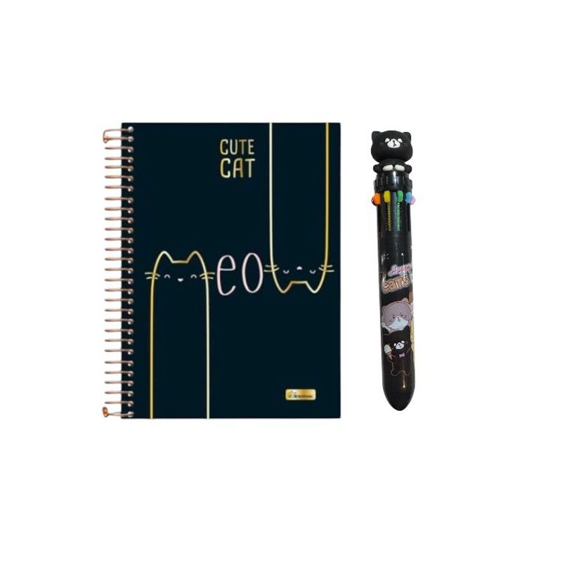 GENERICO - Pack Libreta Más Lápiz Pasta Puntas 8 Colores, Kawaii