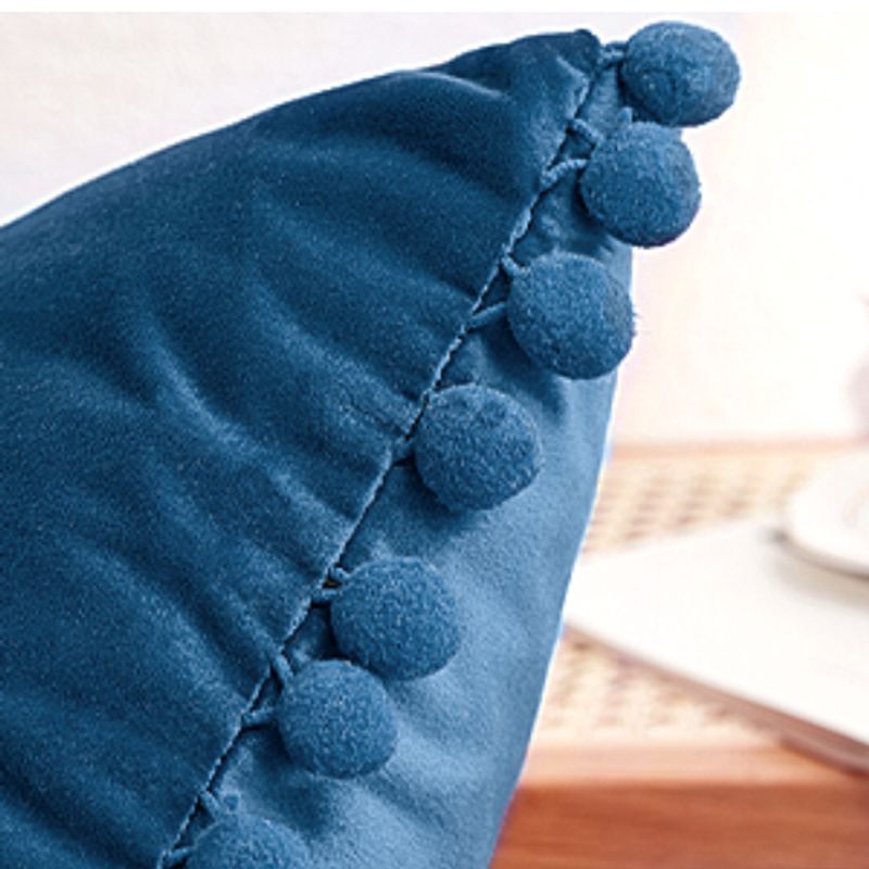 GENERICO - Funda De Cojines Con Pompones Medida 45x45 Terciopelo