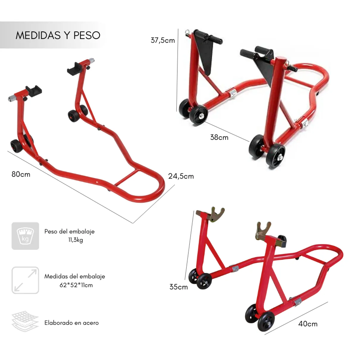 GENERICO - Caballete Elevador Para Moto Trasero Y Delantero