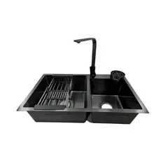 MODERN SPACE - Lavaplatos 78x43 Cm 2.5 Mm Black + Llave Notte + Lavacopas