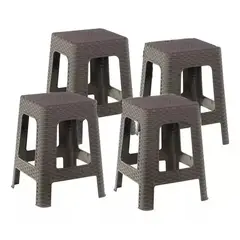 WENCO - Pack De 4 Unidades De Piso Banquito Rattan Simil